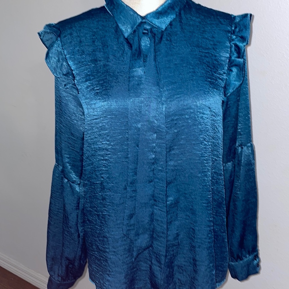 Love & Piece teal blouse button up